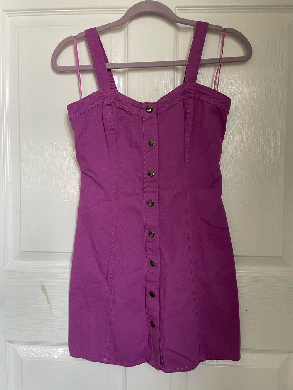 Japna Mini Purple Sundress Women’s Extra Small XS Snap Button Up Cotton
